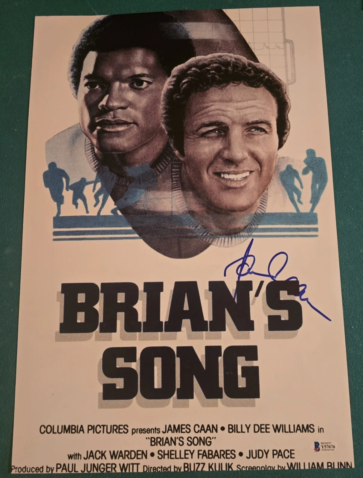 James Caan — James Caan Signed 12X18 Brians Song Beckett Sticker Only