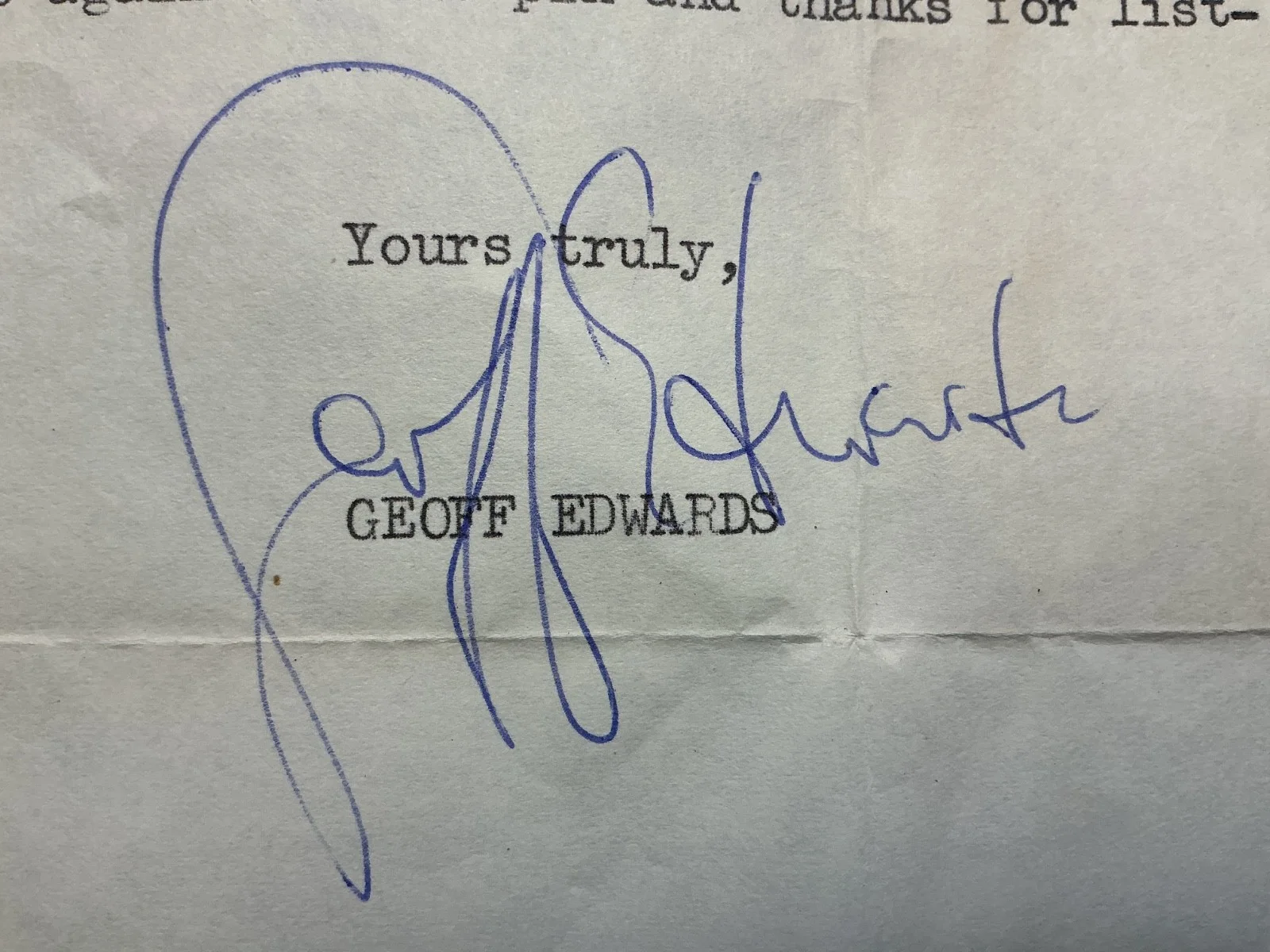 Geoff Edwards — GEOFF EDWARDS Game Show Host SIGNED Letter KFI Radio Orphan Annie Decoder Pin, image 3