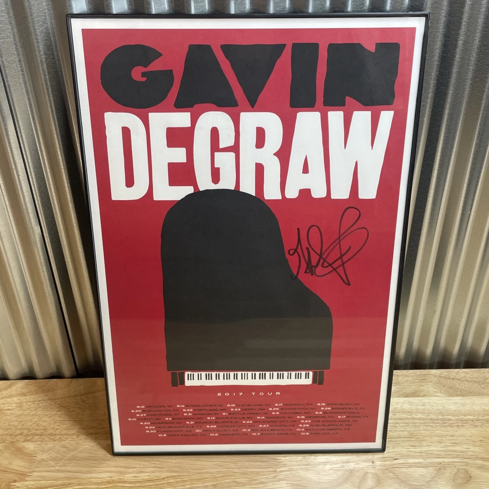 Gavin DeGraw — Gavin Degraw 2017 AUTOGRAPH SIGNED Tour Framed Flyer Poster Red Piano Cool Find!