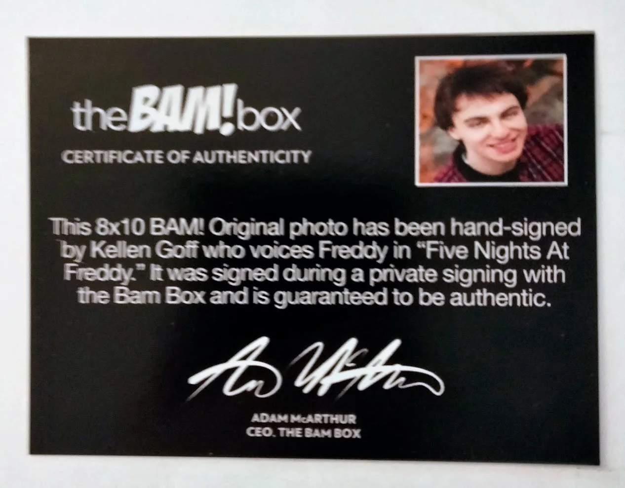Kellen Goff — Five Nights At Freddy Kellen Goff Signed 8x10 Photo Silver Autograph Bam Box COA, изображение 3