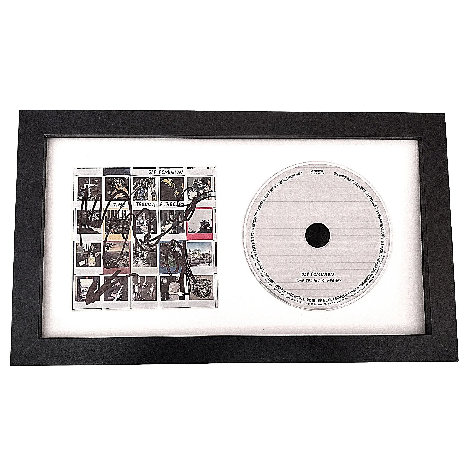 Matthew Ramsey, Trevor Rosen, Whit Sellers, Geoff Sprung — Old Dominion Signed Tequila And Therapy CD Framed Beckett BAS COA Country Album