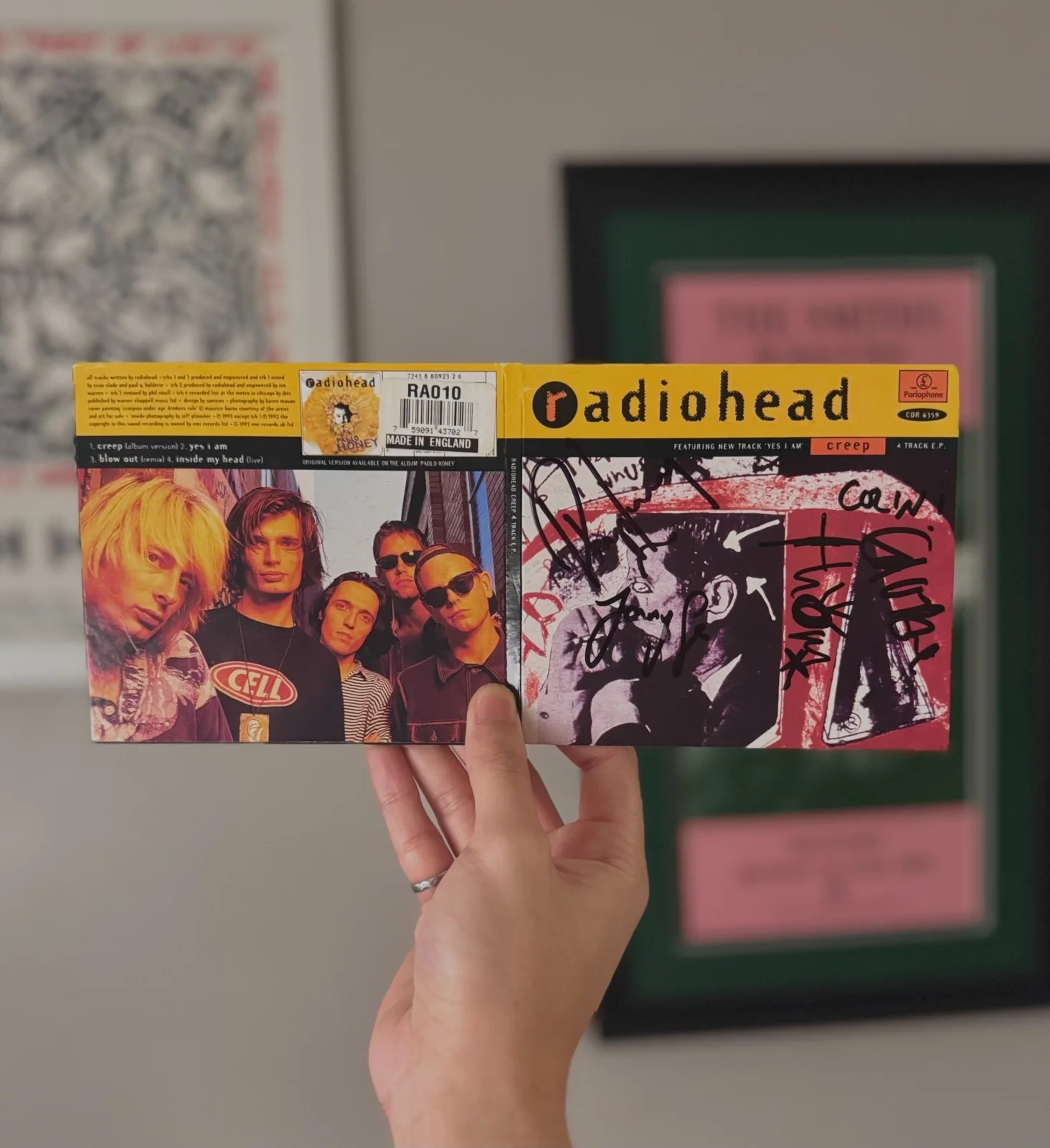 Radiohead Fully Autographed Creep CD (Roger Epperson COA), image 3