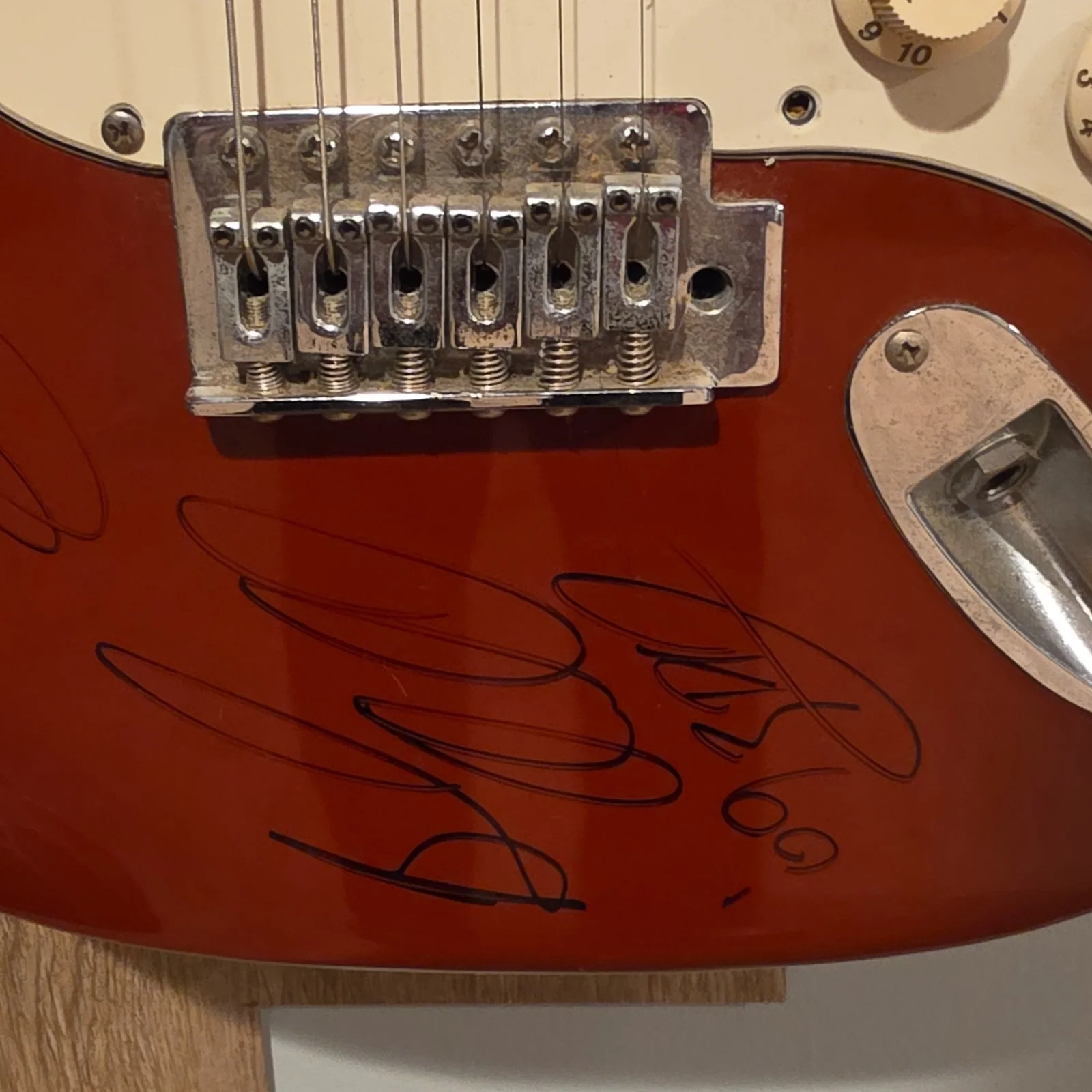 Stagg Red Electric Guitar Signed Multiple Signatures from Rock Band 3 Doors Down, image 4