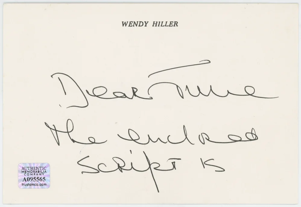Celebrity — Wendy Hiller Separate Tables Autographed Signed Letter AMCo COA 30077, image 2