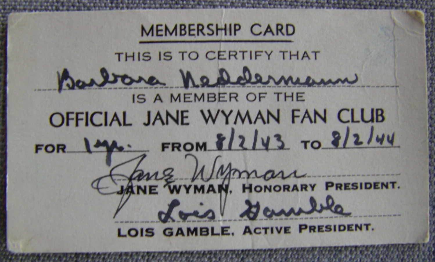 Jane Wyman — Jane Wyman Movie/TV star Academy Award,4 Golden Globes,signed 4x6+fanclub BSNCOA, изображение 3