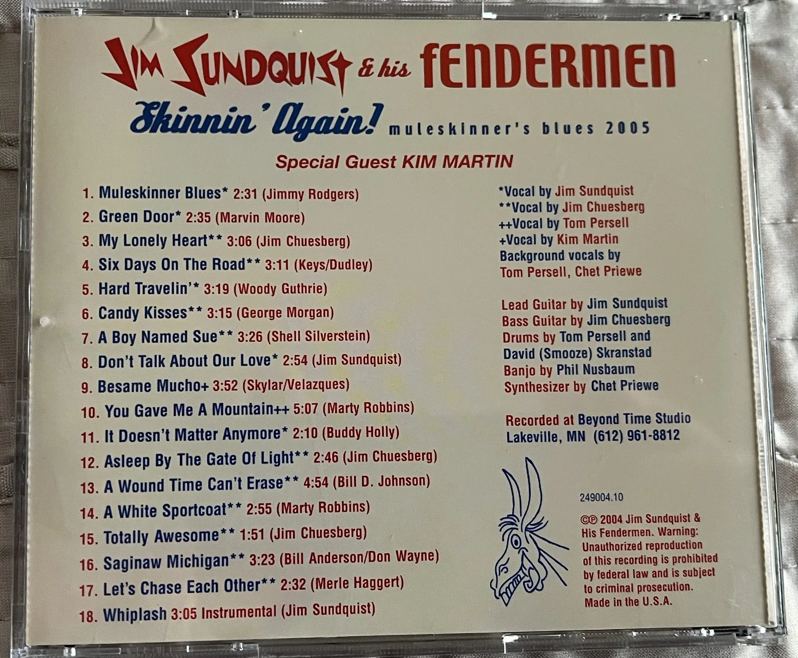 Jim Sundquist--SIGNED CD--Skinnin' Again, Mule Skinner Blues 2005-- Fendermen!!!, изображение 4