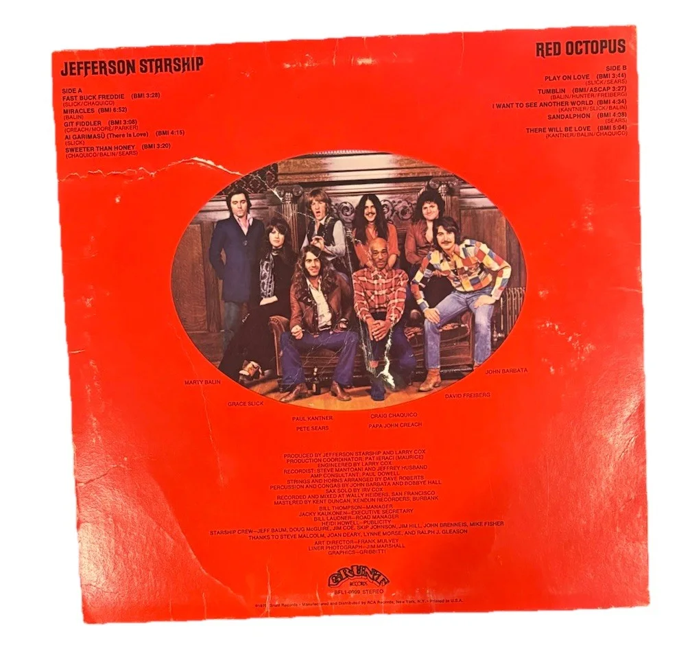 Pete Sears Jefferson Starship Music Signed Autographed Red Octopus Vinyl Album, изображение 2