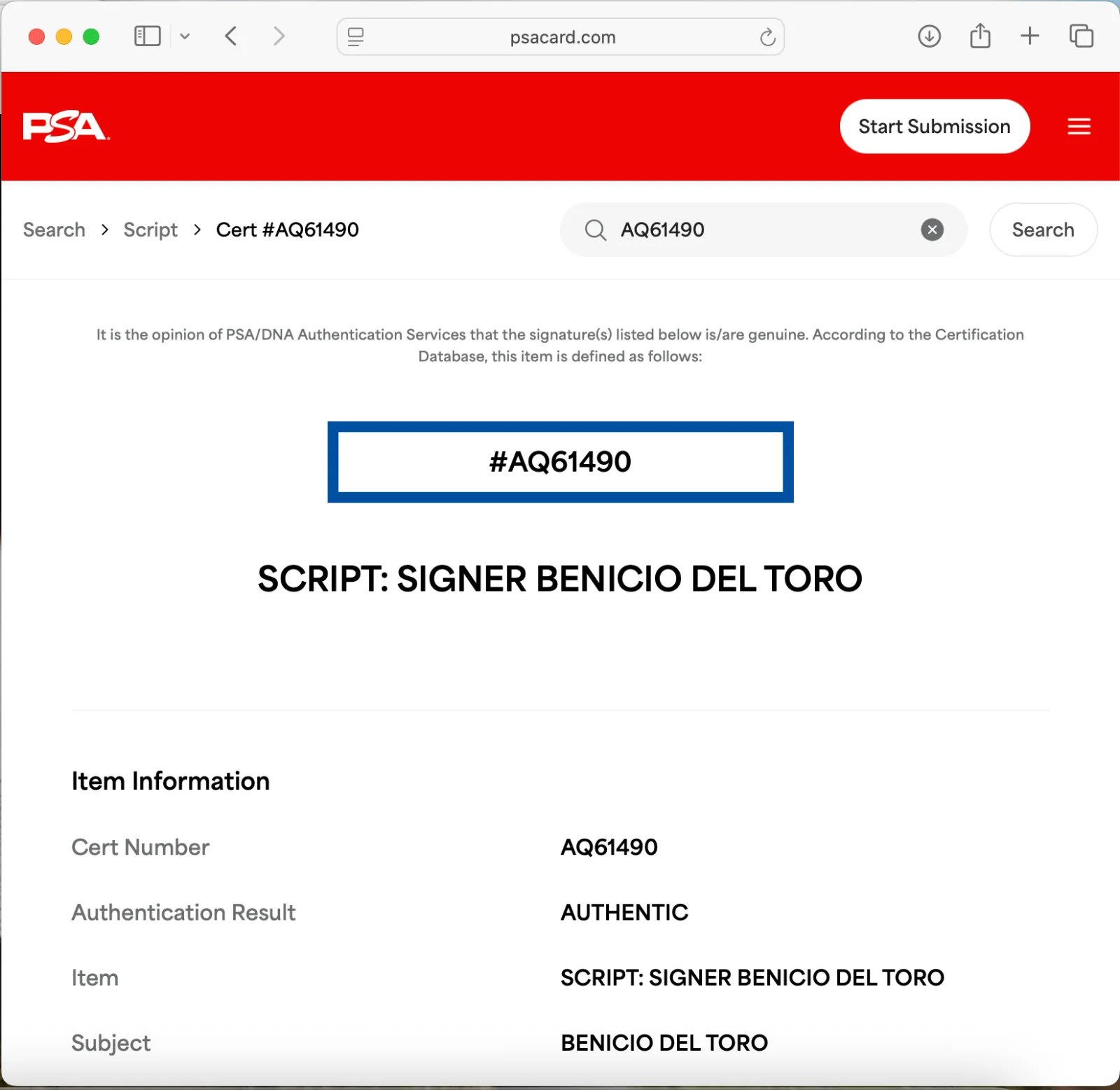 Benicio Del Toro — BENICIO DEL TORO SIGNED SICARIO MOVIE SCRIPT FULL 105 PAGE PSA AUTOGRAPH, image 3