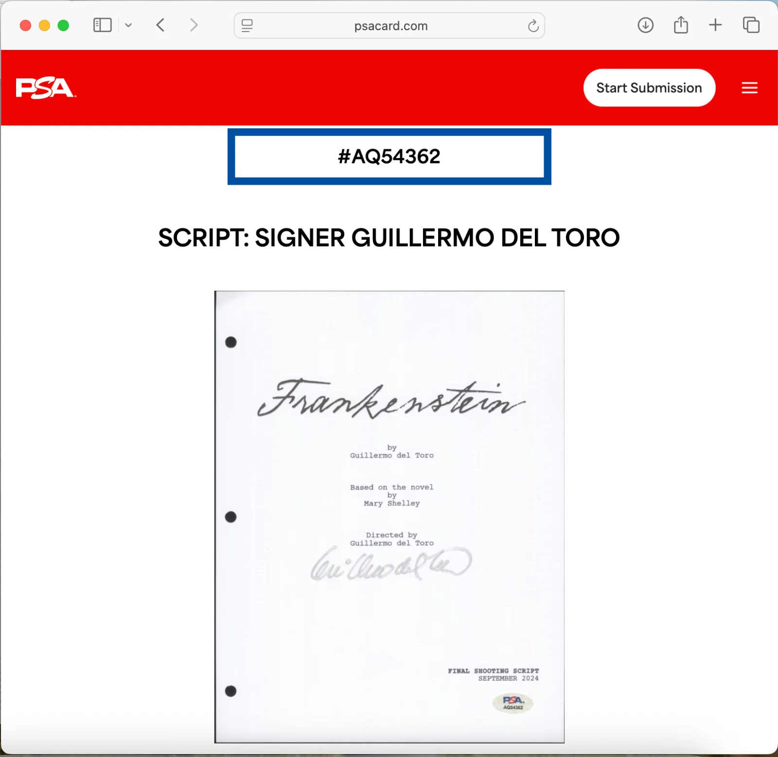 Guillermo del Toro — GUILLERMO DEL TORO SIGNED FRANKENSTEIN MOVIE SCRIPT FULL 135 PAGE PSA AUTOGRAPH, image 3