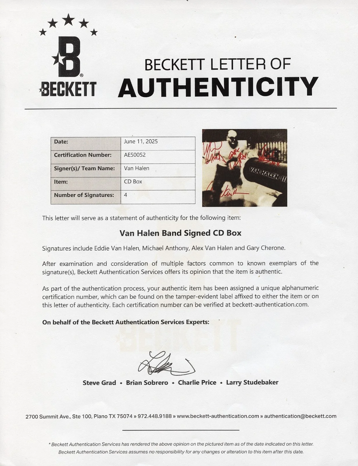 Eddie & Alex Van Halen Anthony Cherone Signed "VAN HALEN III" 3 CD Box Set BAS, image 5