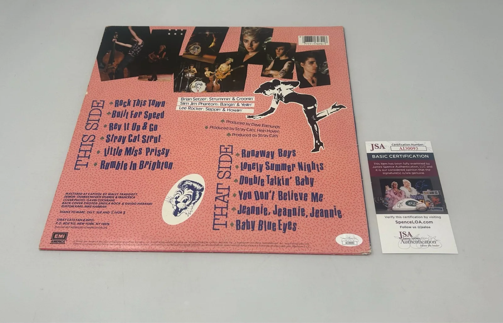 Slim Jim Phantom signed Stray Cats Built For Speed Album JSA COA, image 2