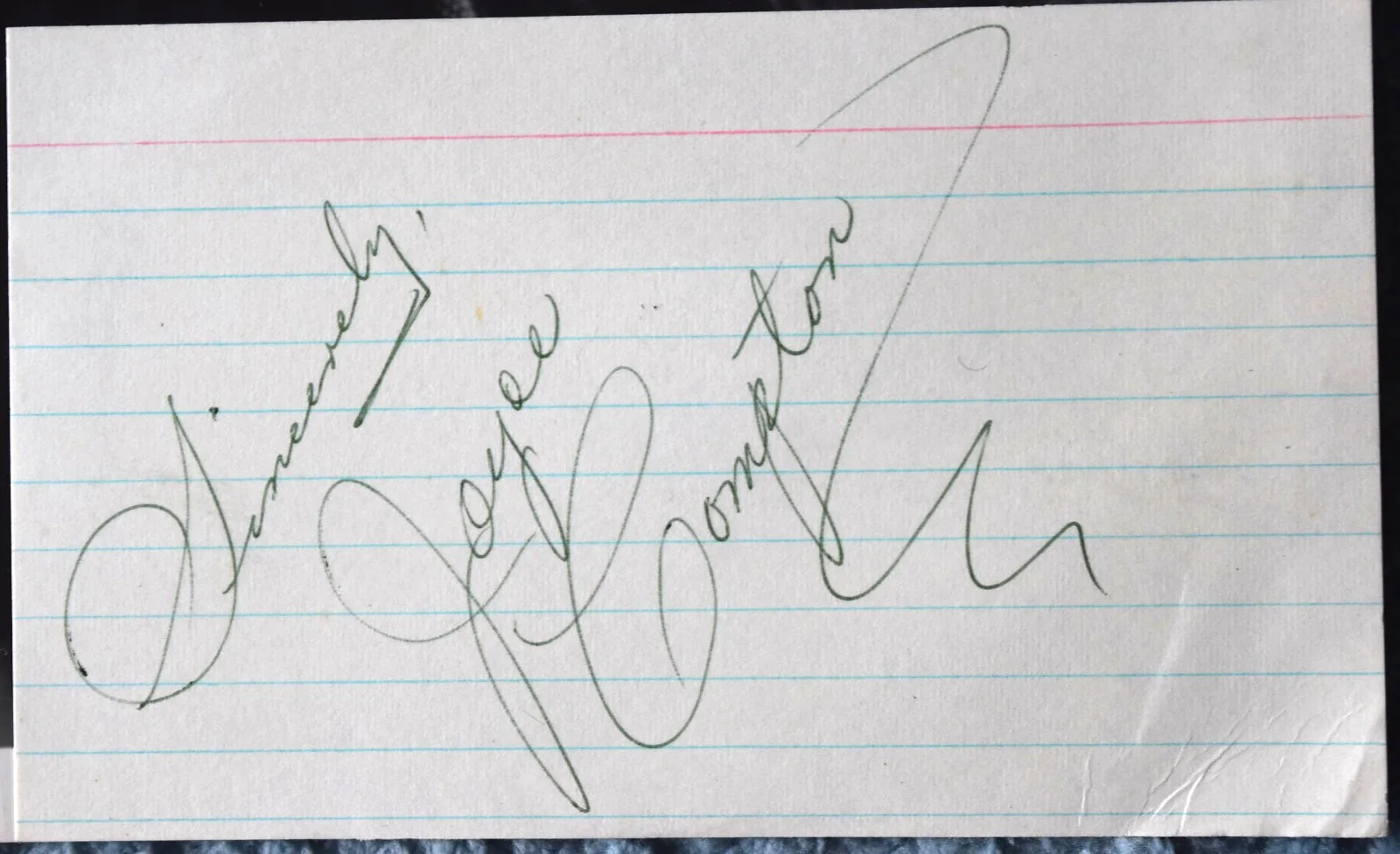 Joyce Compton Hand Signed Paper, image 2