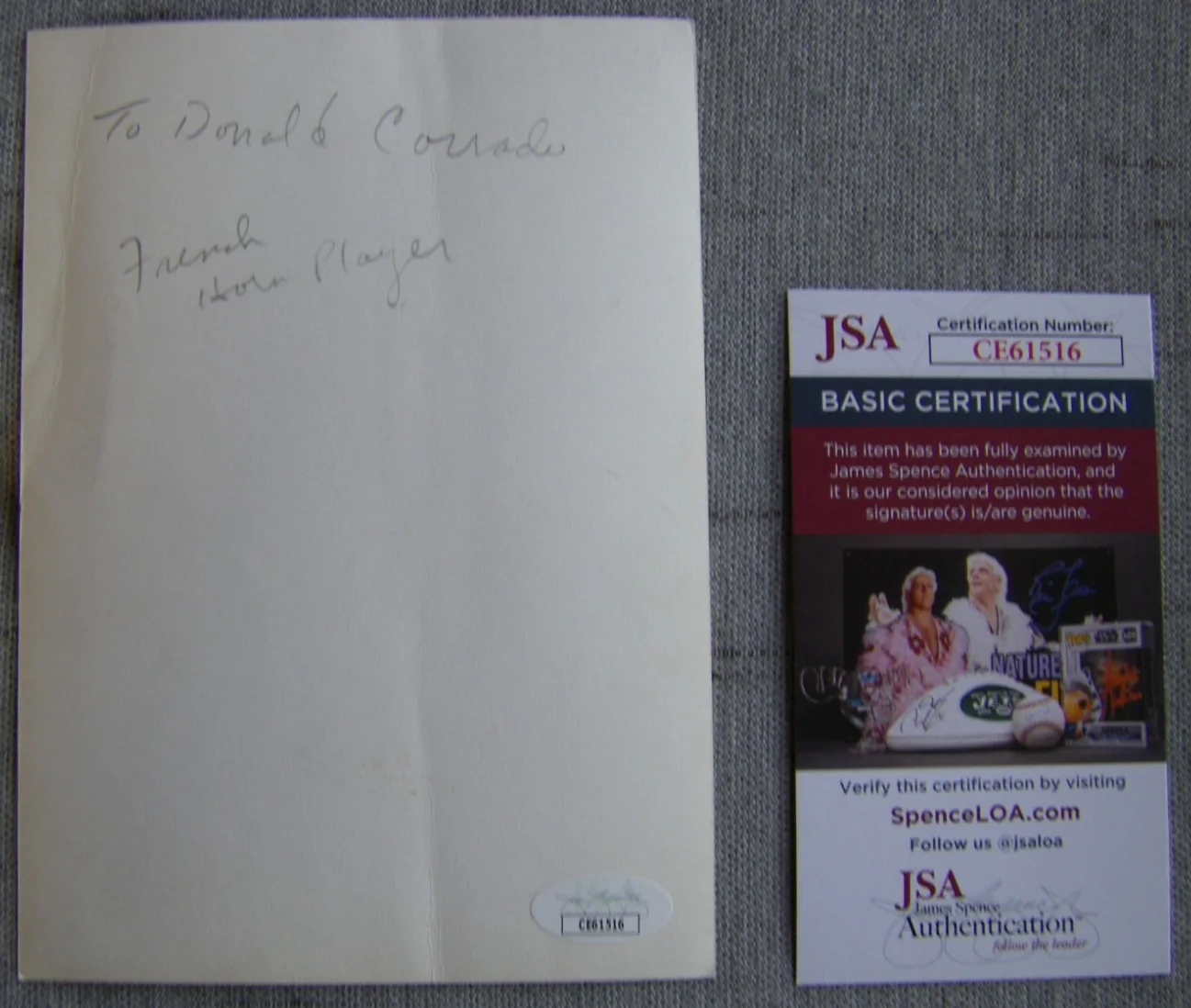 Jimmy Dorsey d.1957 Jazz player,Big Band Leader 3xGrammy HoF signed photo JSACOA, изображение 2