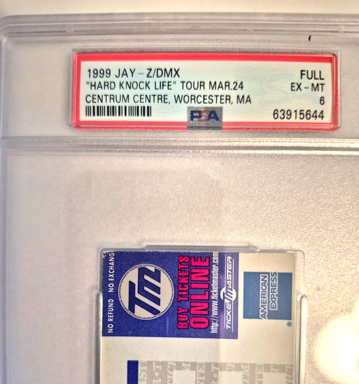 JAY-Z AND DMX 03/24/1999 HARD KNOCK LIFE TOUR CONCERT TICKET STUB NEW YORK PSA 6, изображение 2