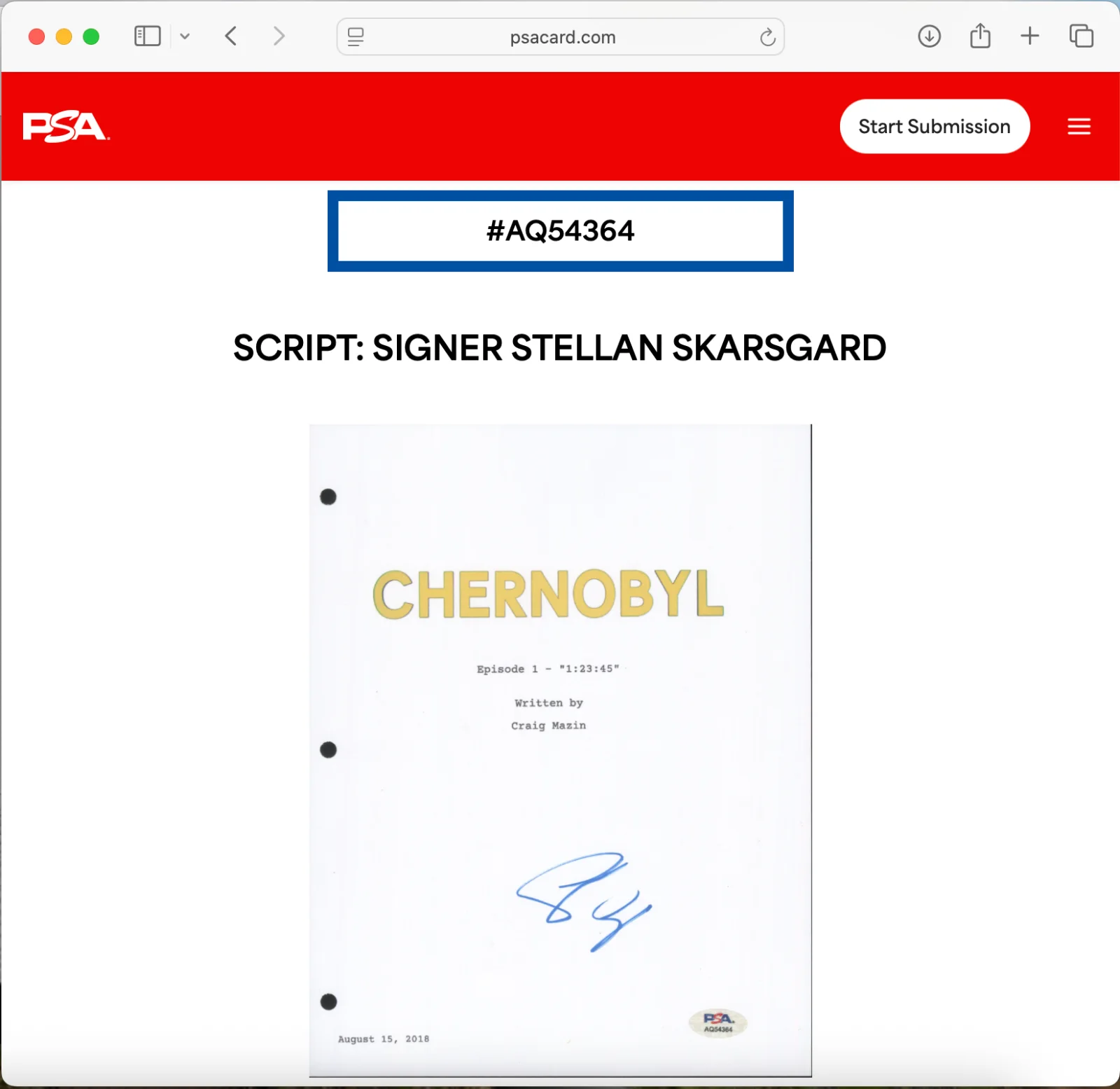 Stellan Skarsgard — STELLAN SKARSGARD SIGNED CHERNOBYL PILOT SCRIPT FULL 54 PAGE PSA DNA AUTOGRAPH, image 3