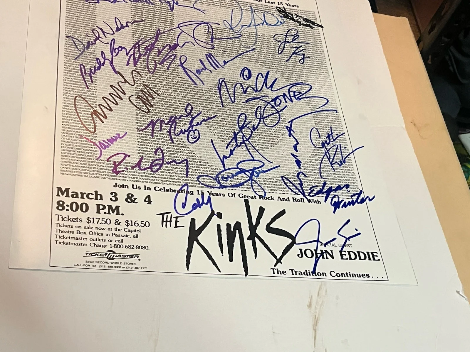 Capitol Theater NJ Signed 16X20 Dio Shaw Meisner Jones Kay Ramone Pyle James +14, изображение 4