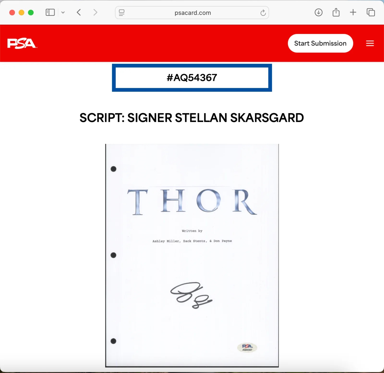 Stellan Skarsgard — STELLAN SKARSGARD SIGNED THOR MOVIE SCRIPT FULL 139 PAGE AUTOGRAPH PSA DNA, изображение 3