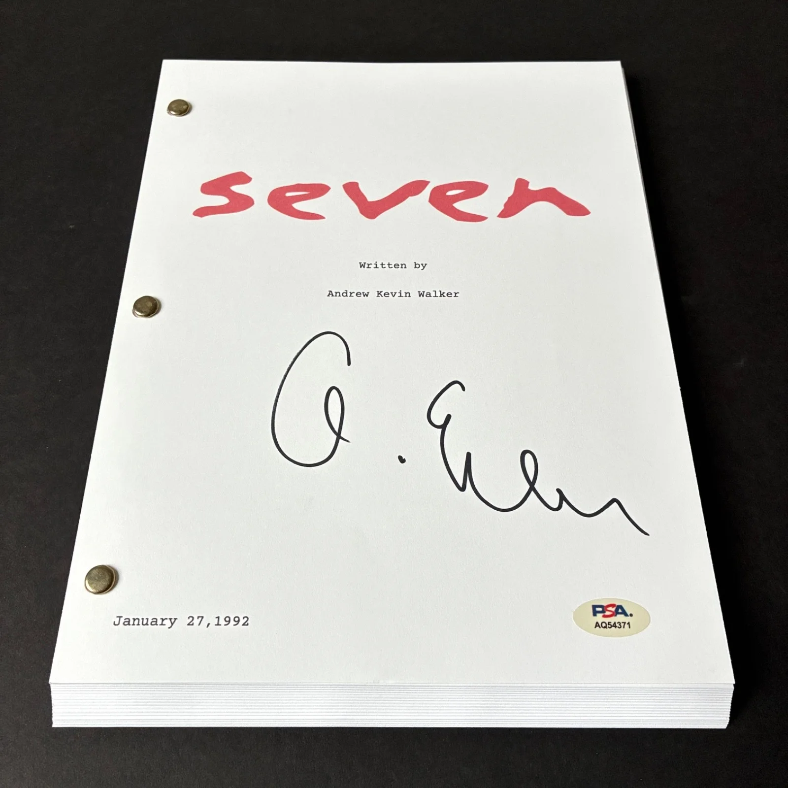 Andrew Kevin Walker — ANDREW KEVIN WALKER SIGNED SE7EN MOVIE SCRIPT FULL 167 PAGE AUTOGRAPH PSA SEVEN