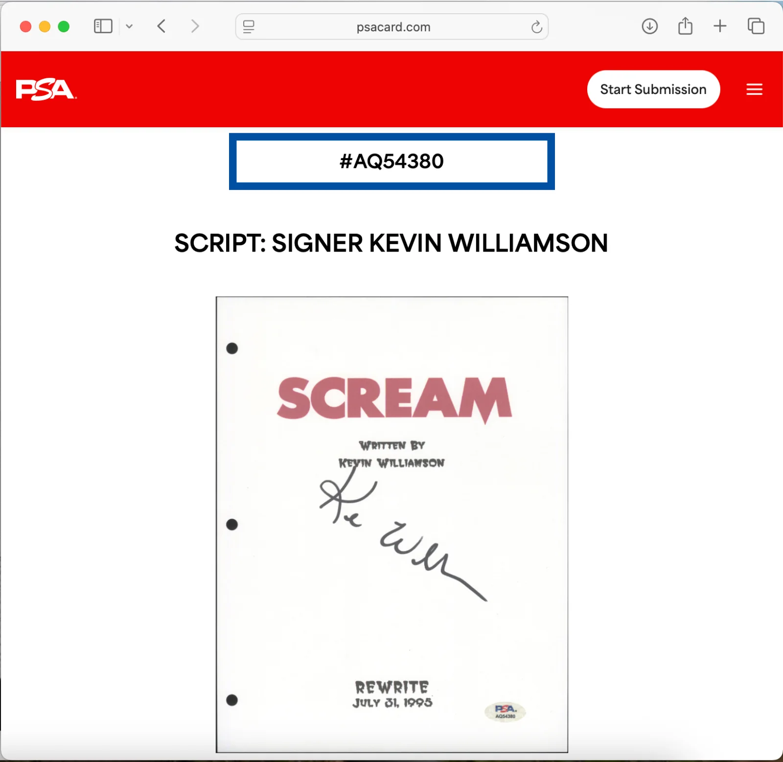 Kevin Williamson — KEVIN WILLIAMSON SIGNED SCREAM MOVIE SCRIPT FULL 119 PAGE AUTOGRAPH PSA DNA, image 3