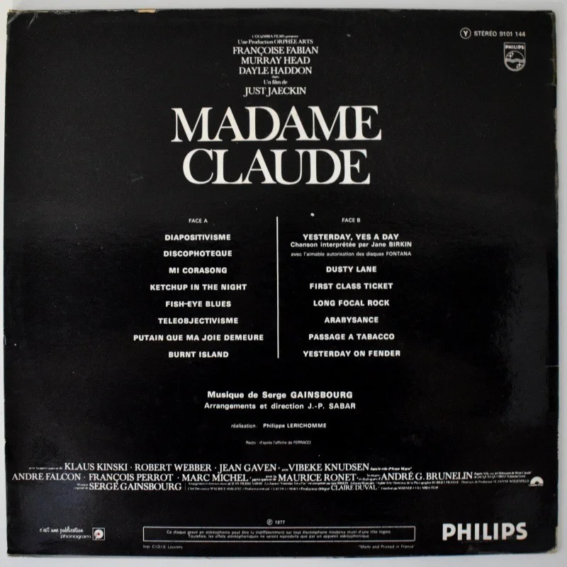 Serge Gainsbourg - Madame Claude (Original Film Soundtrack) [LP], изображение 2