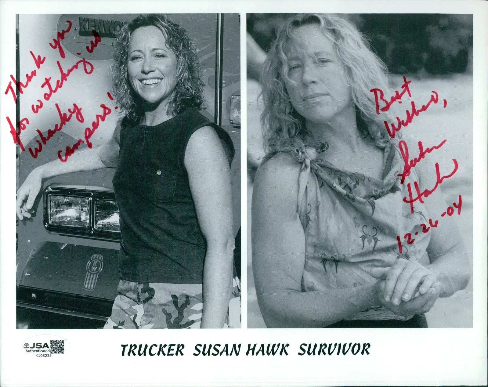Susan Hawk — Susan Hawk Survivor Signed 8x10 Cardstock Promo Photo JSA Authenticated