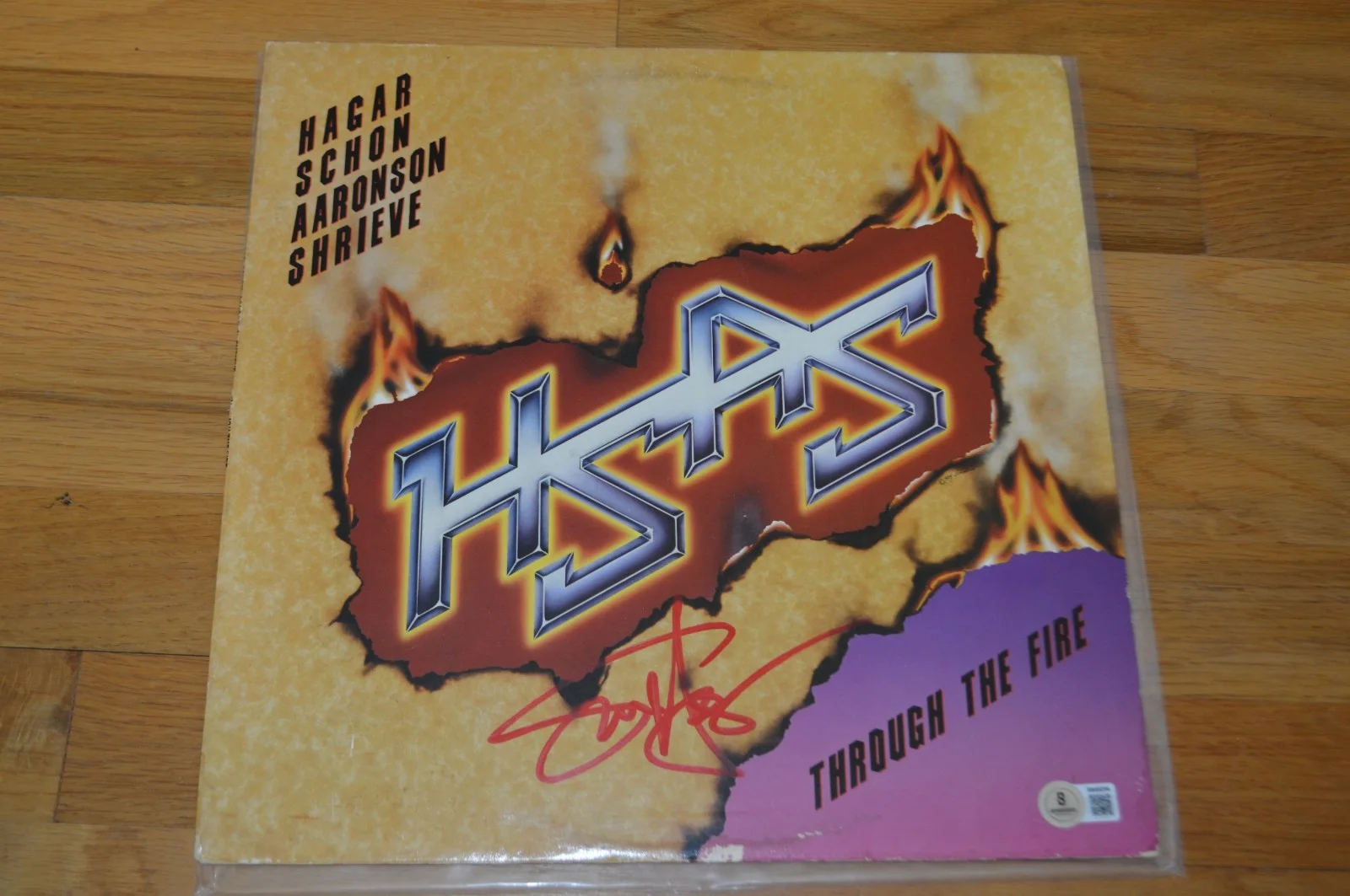 HSAS ~ Sammy Hagar Autographed "Through The Fire" Vinyl LP Cover w/ BGS Hologram, image 2