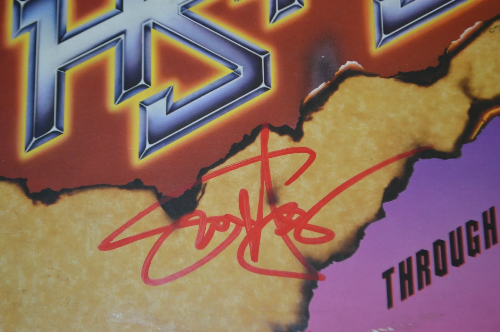 HSAS ~ Sammy Hagar Autographed "Through The Fire" Vinyl LP Cover w/ BGS Hologram, image 3