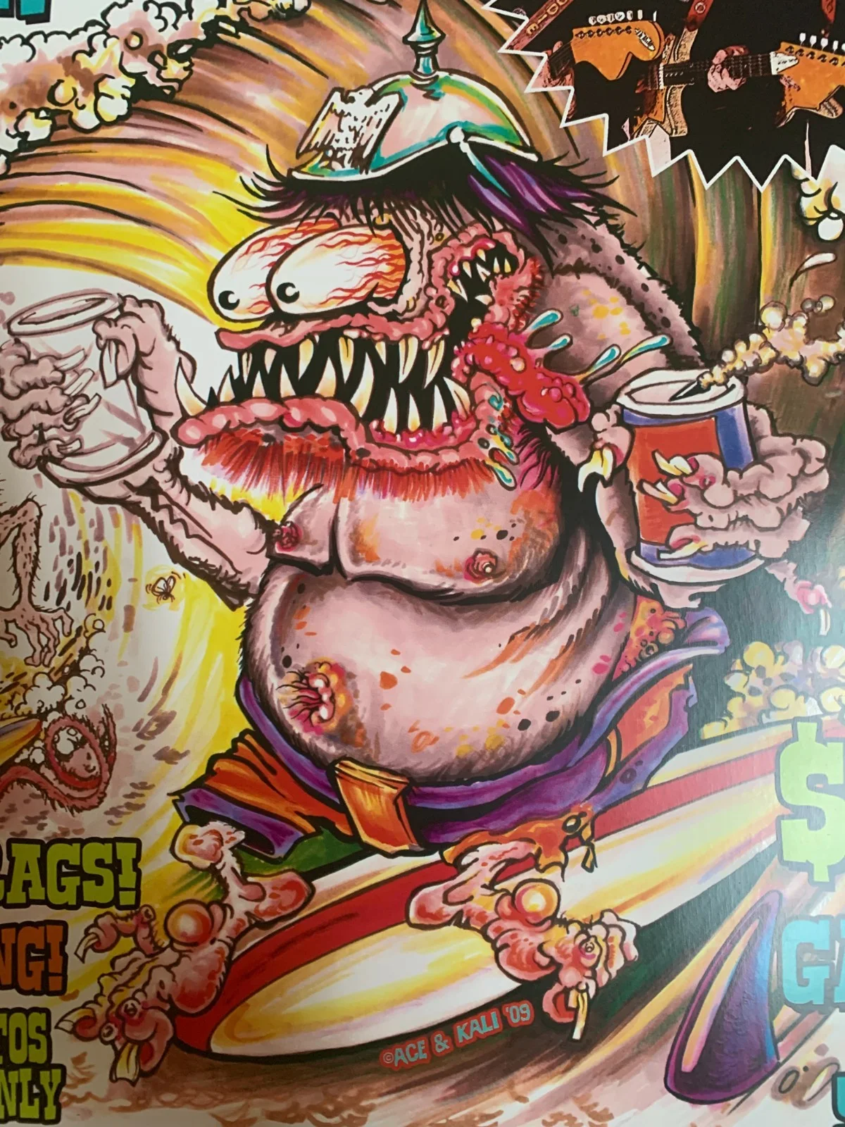 Los Straitjackets Rat Fink Poster by Johnny Ace Studios Signed 2009 11" x 17", изображение 4