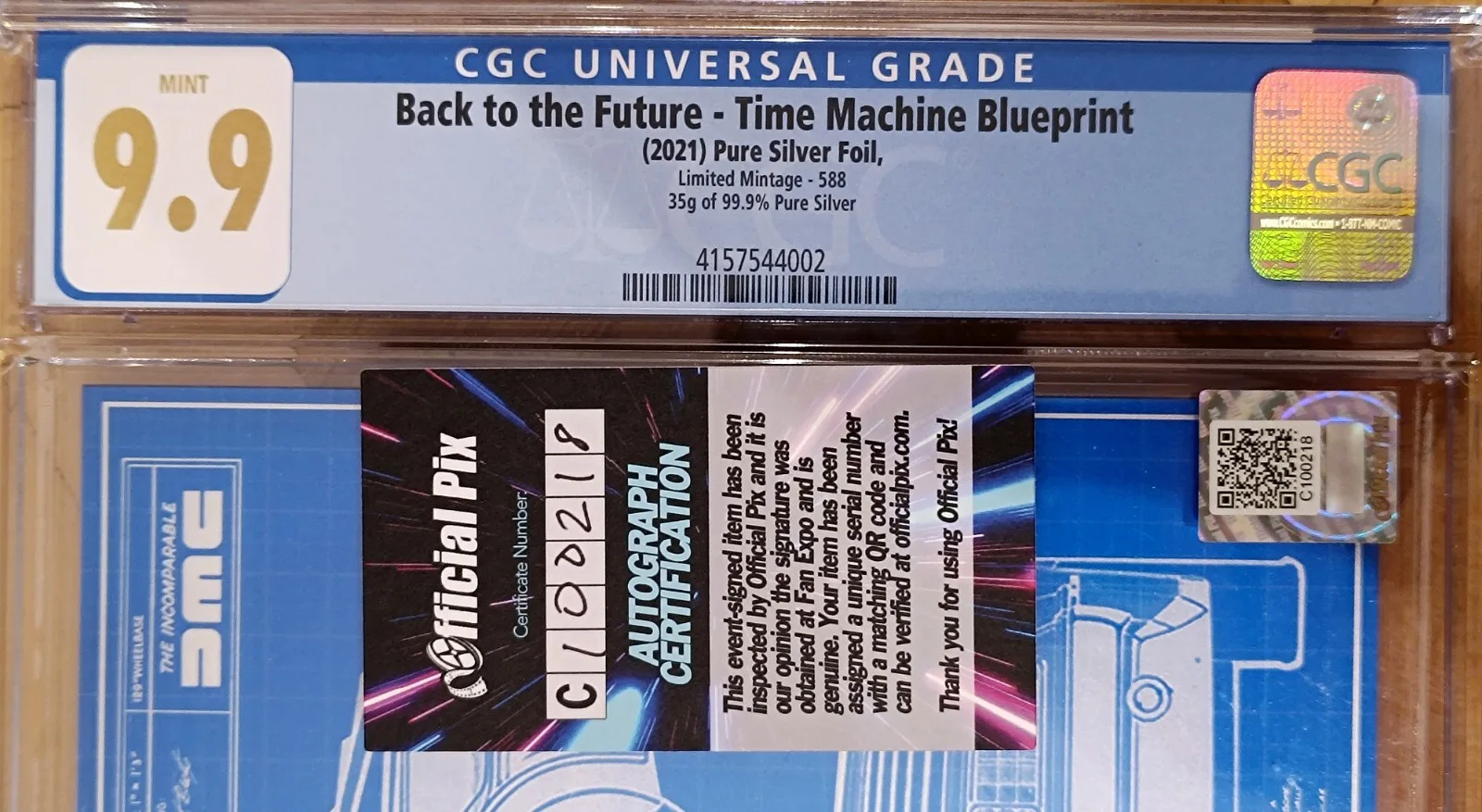 Christopher Lloyd — Silver Back To The Future DeLorean Blueprint 9.9 CGC Signed Christopher Lloyd, image 2