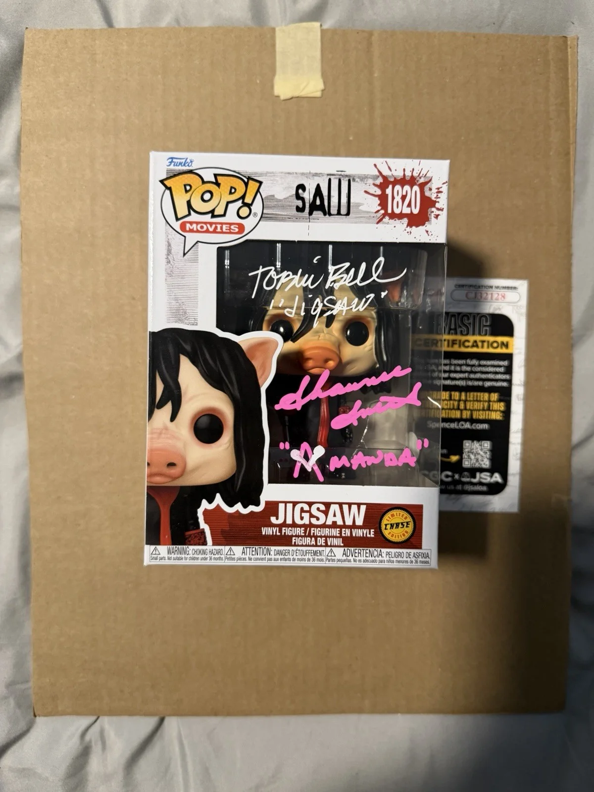 Tobin Bell & Shawnee Smith — Tobin Bell & Shawnee Smith Autographed Saw Funko Pop! Chase JSA COA