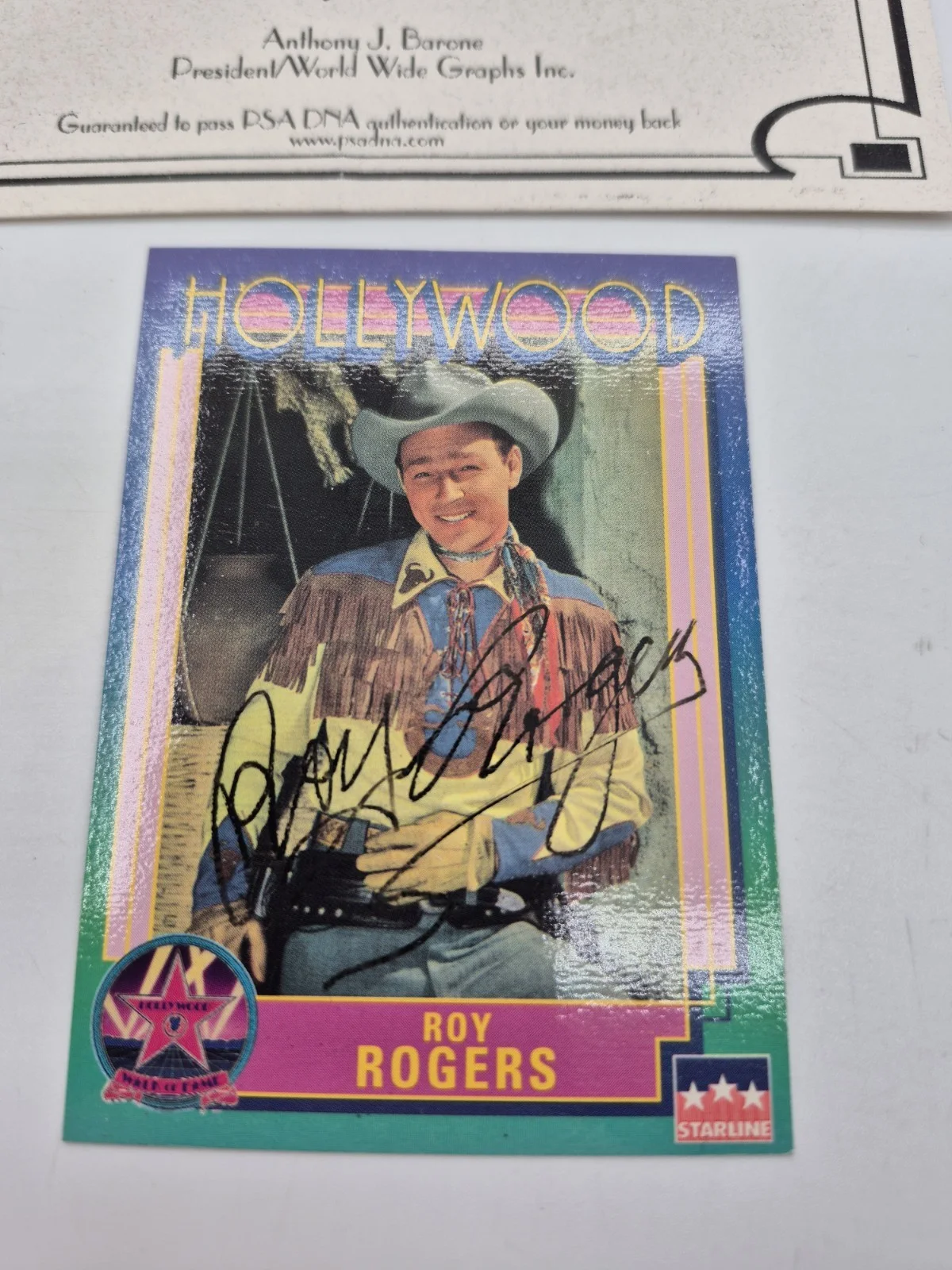 *SIGNED* Roy Rogers 1991 Hollywood Trading Card W/COA Starline Authentic Auto, image 2