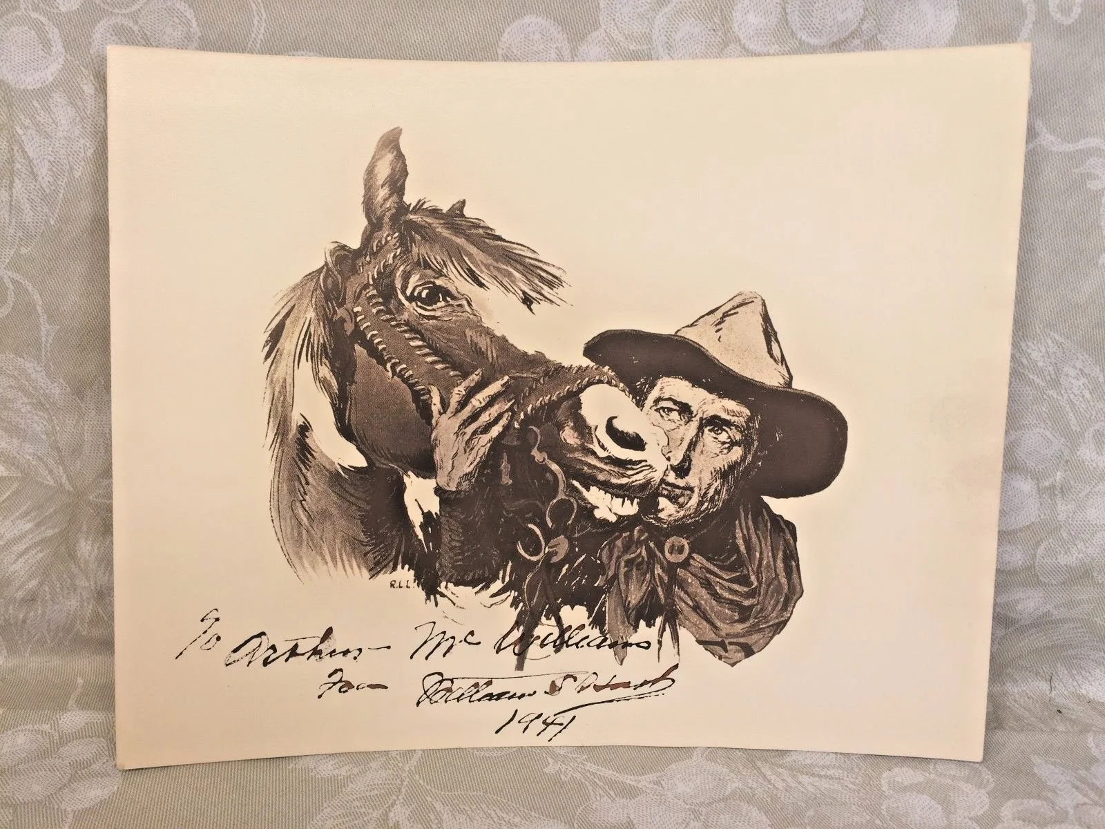 William Hart — Vintage William S Hart Cowboy Print with Autograph Original Mailing Envelope, image 2