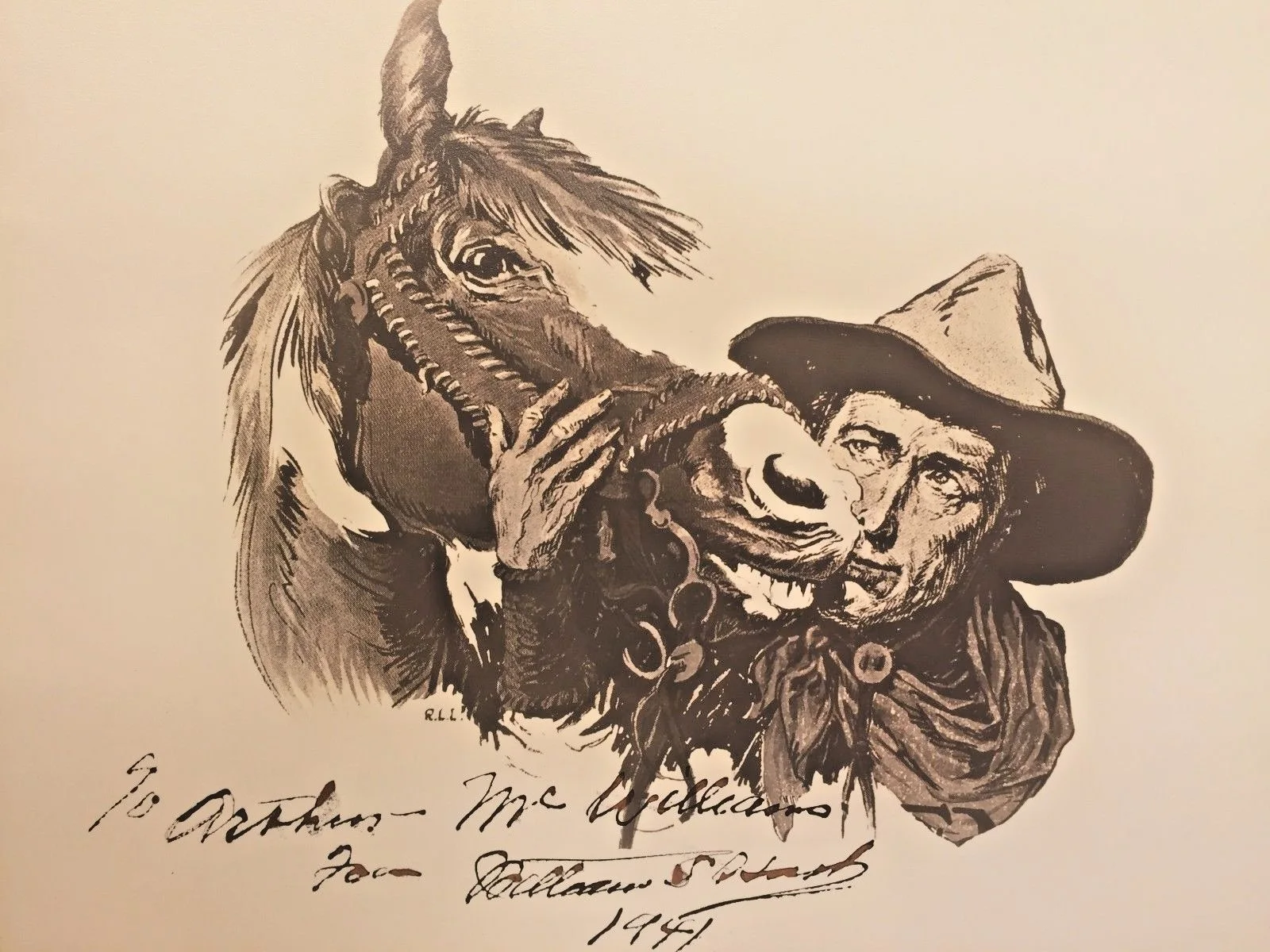 William Hart — Vintage William S Hart Cowboy Print with Autograph Original Mailing Envelope, image 3