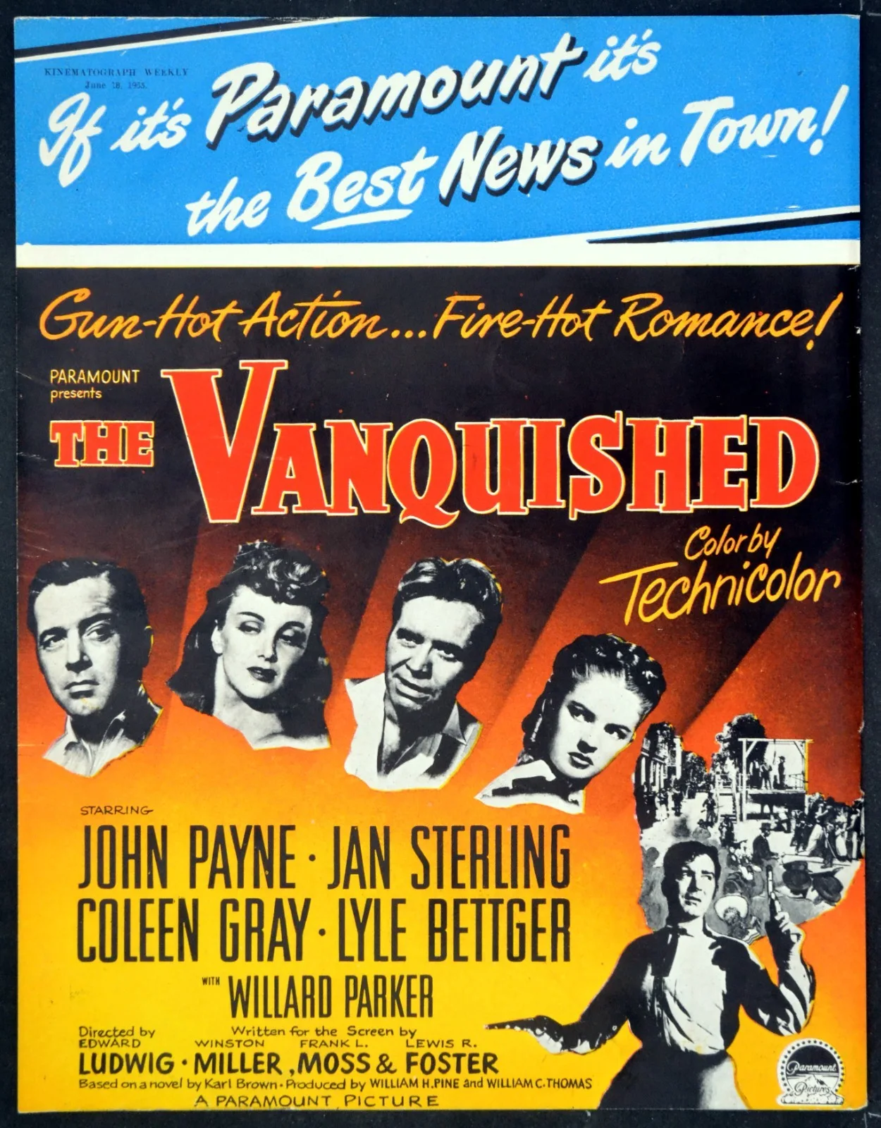POWDER RIVER 1953 Rory Calhoun, Corinne Calvet, Cameron Mitchell TRADE ADVERT, изображение 2