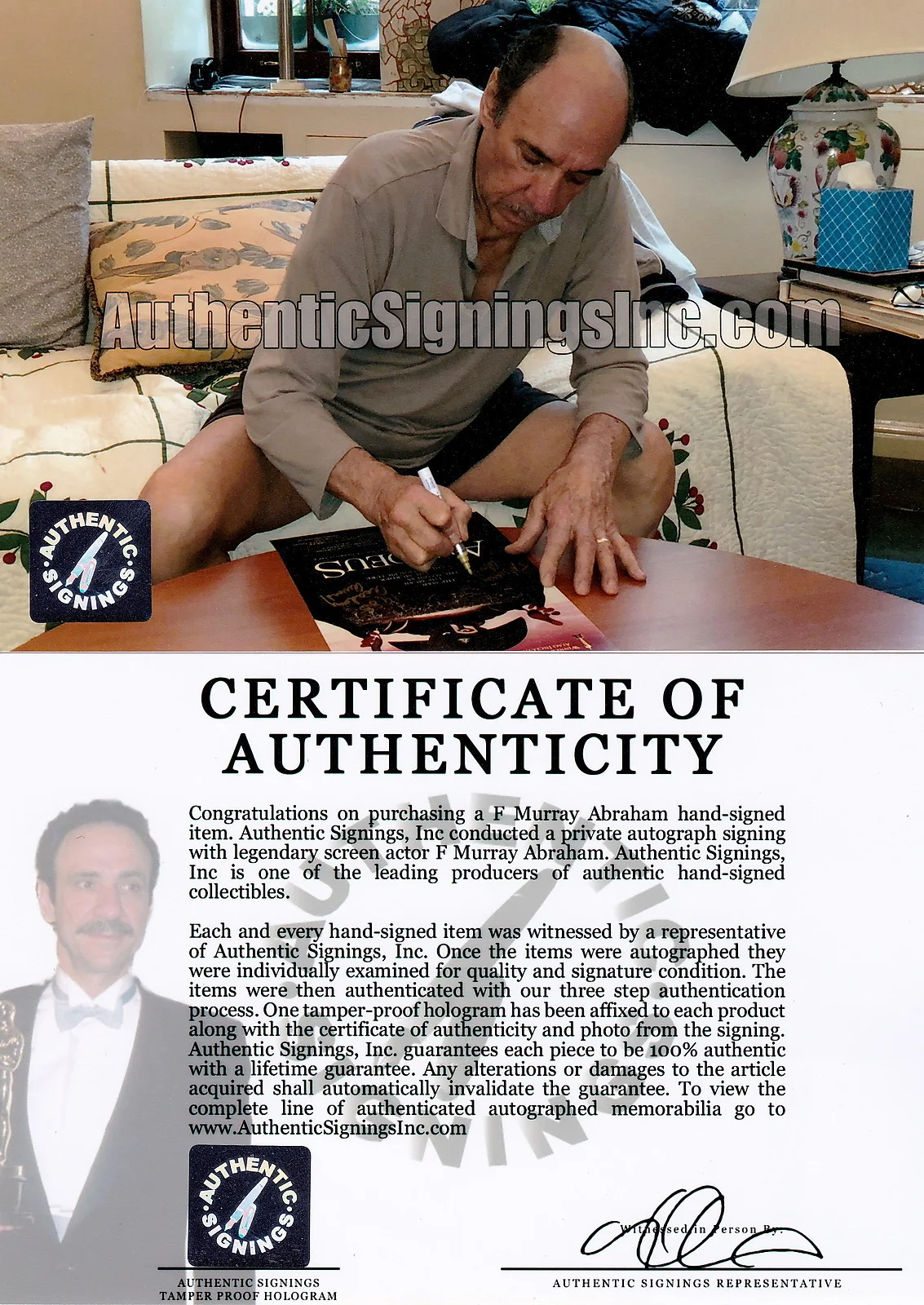 F Murray Abraham — 10X F Murray Abraham Autographed "Salieri" Amadeus 11x17 Movie Posters ASI Proof, изображение 2