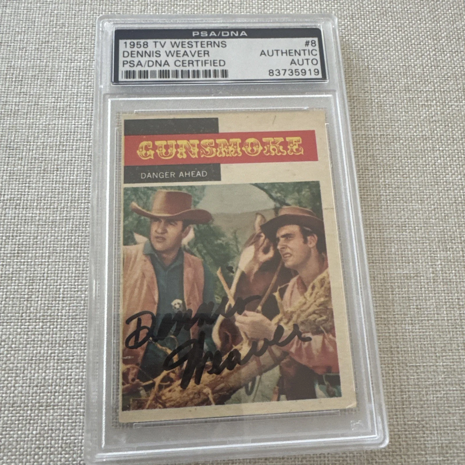 Dennis weaver — 1958 TV Westerns Dennis Weaver 8 PSA DNA Autograph Signed