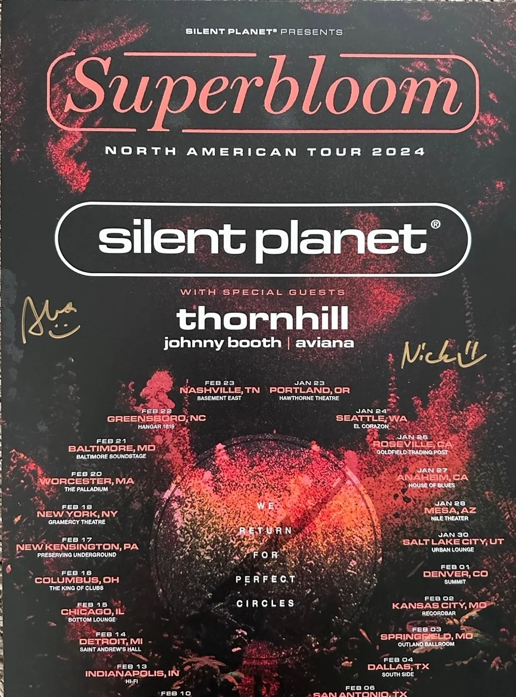 Silent Planet — Silent Planet Signed 11x17 Superbloom 2024 Tour Poster, image 2
