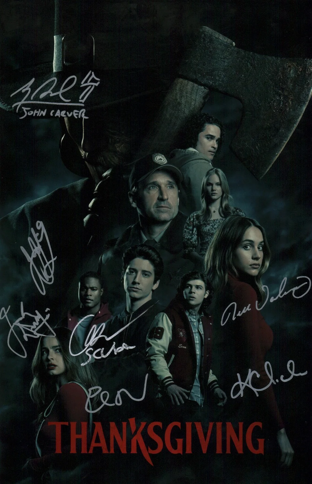 Roth, Delfin, Armbuster, Davenport, Cliche, Verlaque, Teravainen — Thanksgiving Cast x7 11x17 Signed Photo JSA Certified Autograph