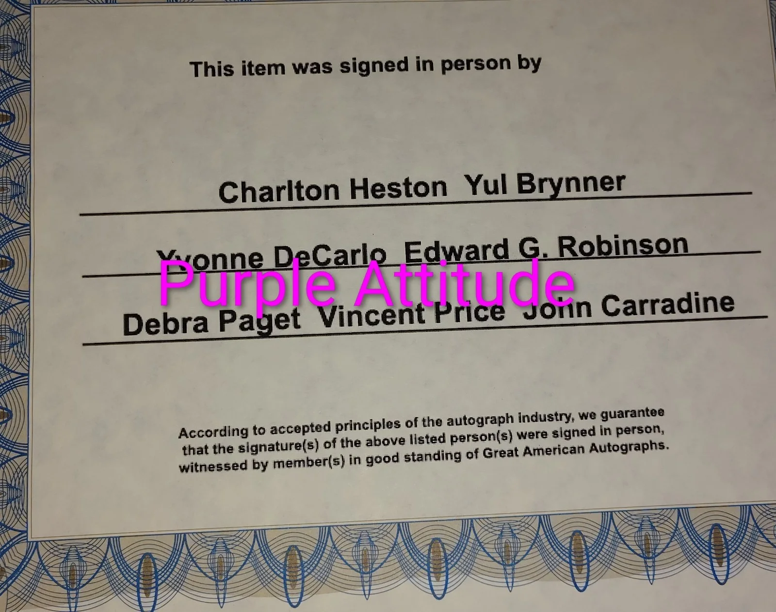 Edward G Robinson Charlton Heston Yvonne Decarlo — SIGNED The Ten Commandments Master Set - Robinson FINAL SIGNATURE - Heston..., image 2