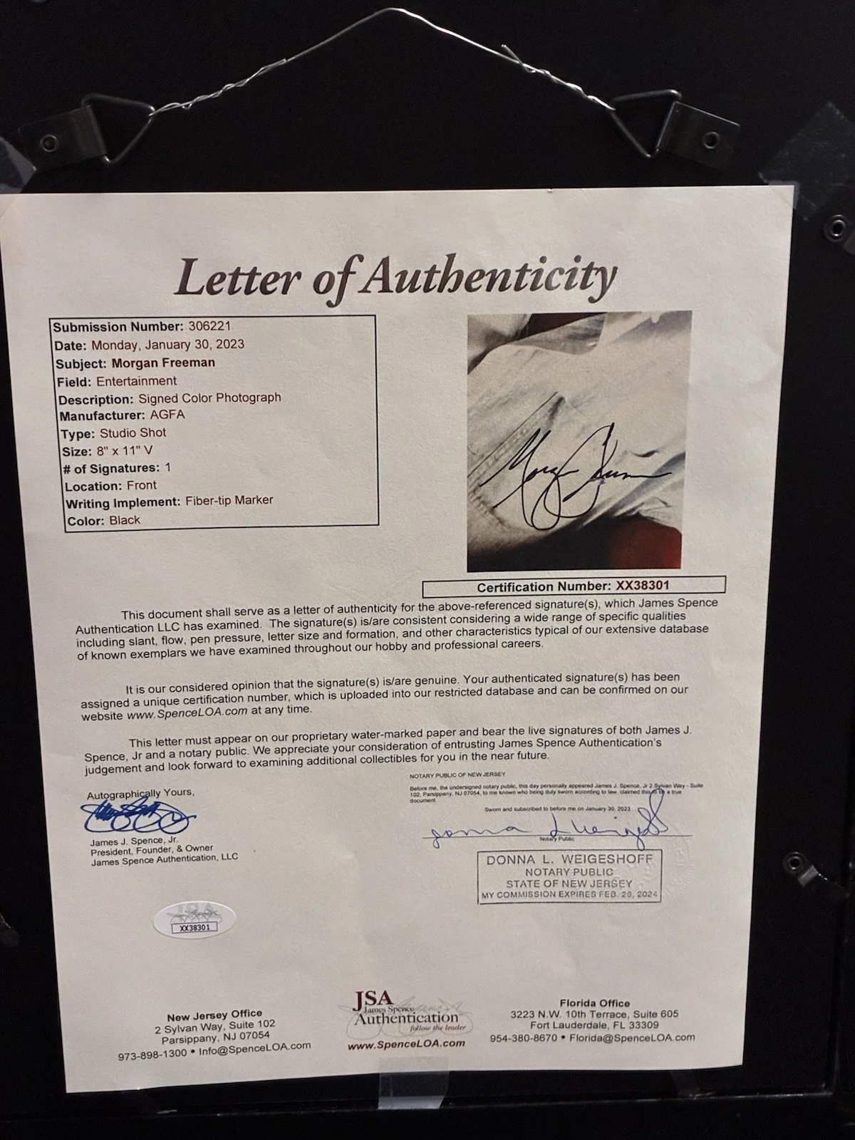 Morgan Freeman 8x10 Jsa Photo With Letter Of Authenticity, изображение 2