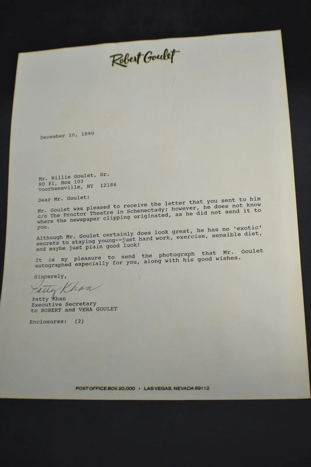 *SIGNED* Robert Goulet Photo, Cover Letter, Fan Photo & Program, изображение 5