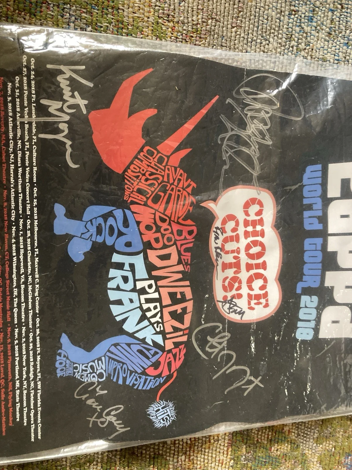 Dweezil Zappa World Tour 2018 Choice Cuts Autographed Poster, изображение 5