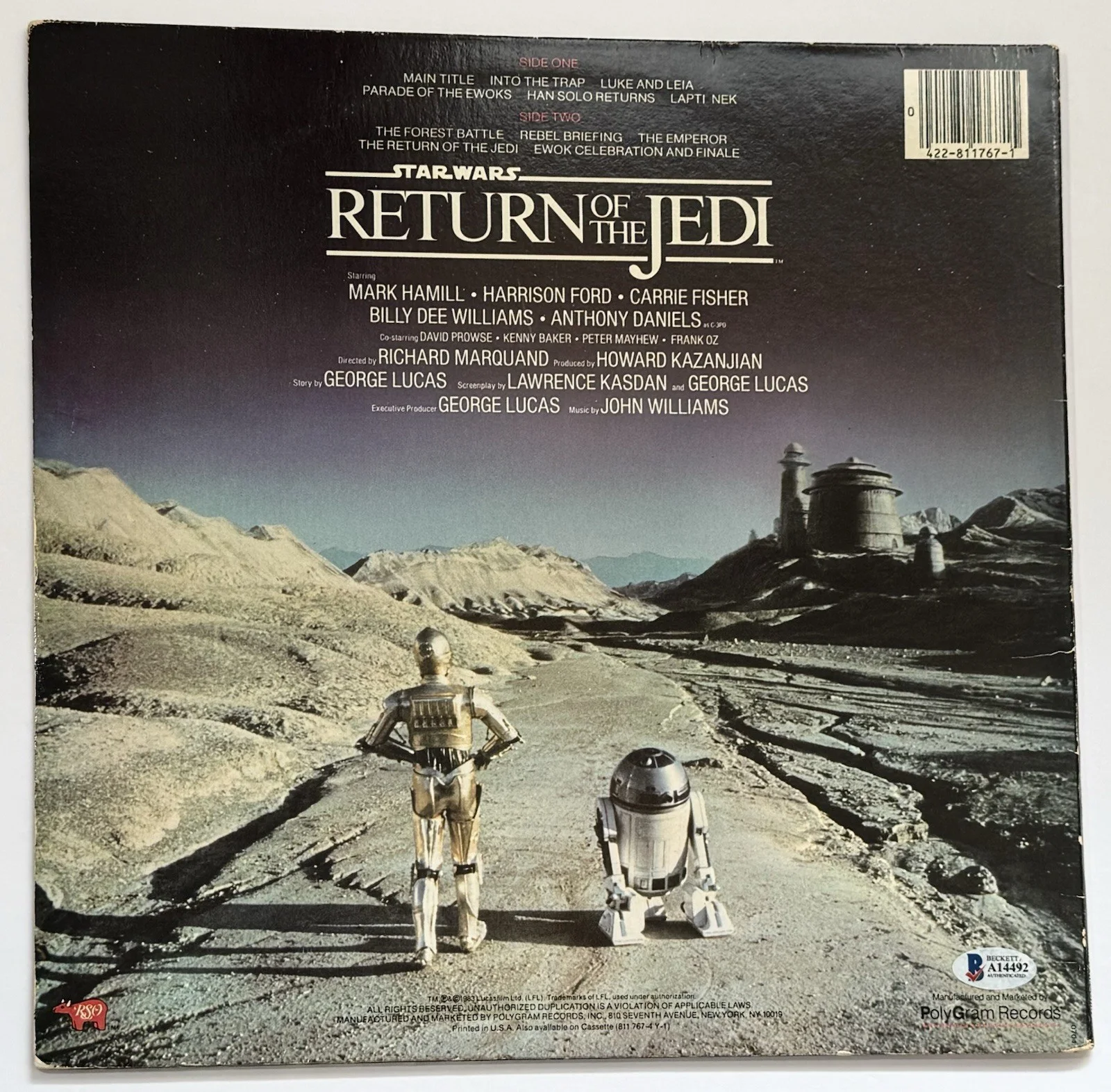 John Williams — John Williams signed Star Wars Album ROTJ vinyl return of the jedi beckett loa, изображение 4