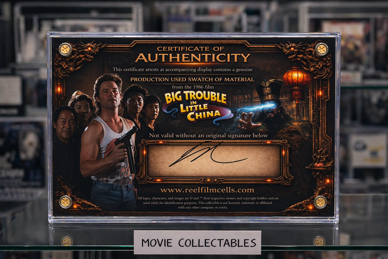 Screen-Used Material Swatch – Big Trouble in Little China Prop Display w/ COA, image 2