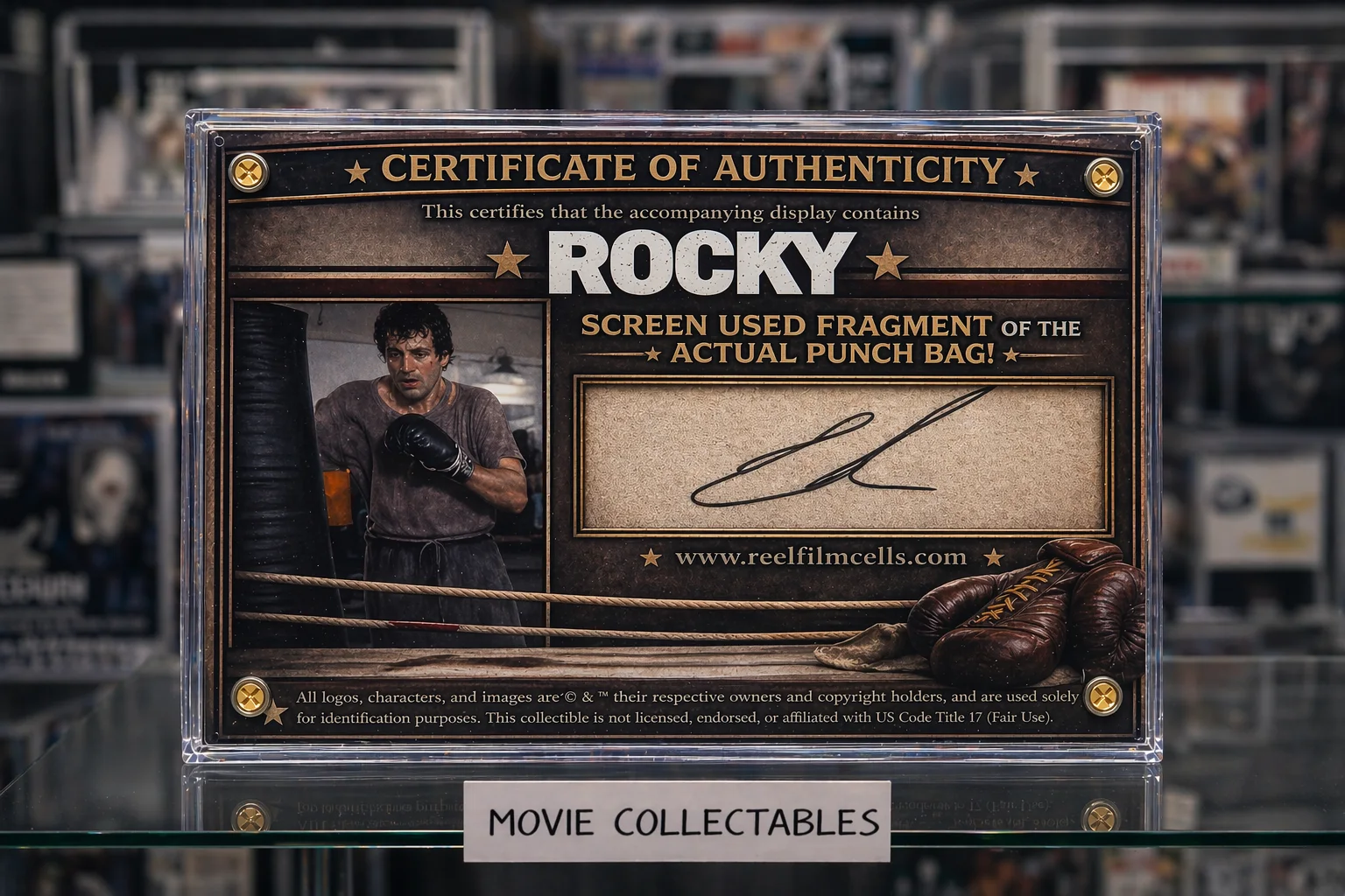 Screen-Used Punch Bag Fragment – Rocky Movie Prop Display w/ COA – Gym Relic, image 2