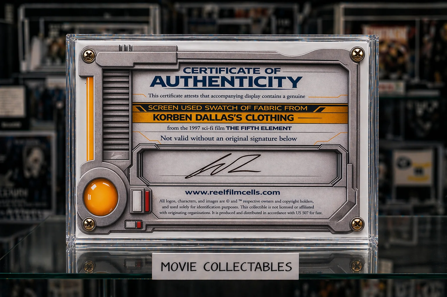 Screen-Used Fabric Swatch – The Fifth Element Movie Prop Display w/ COA, image 2
