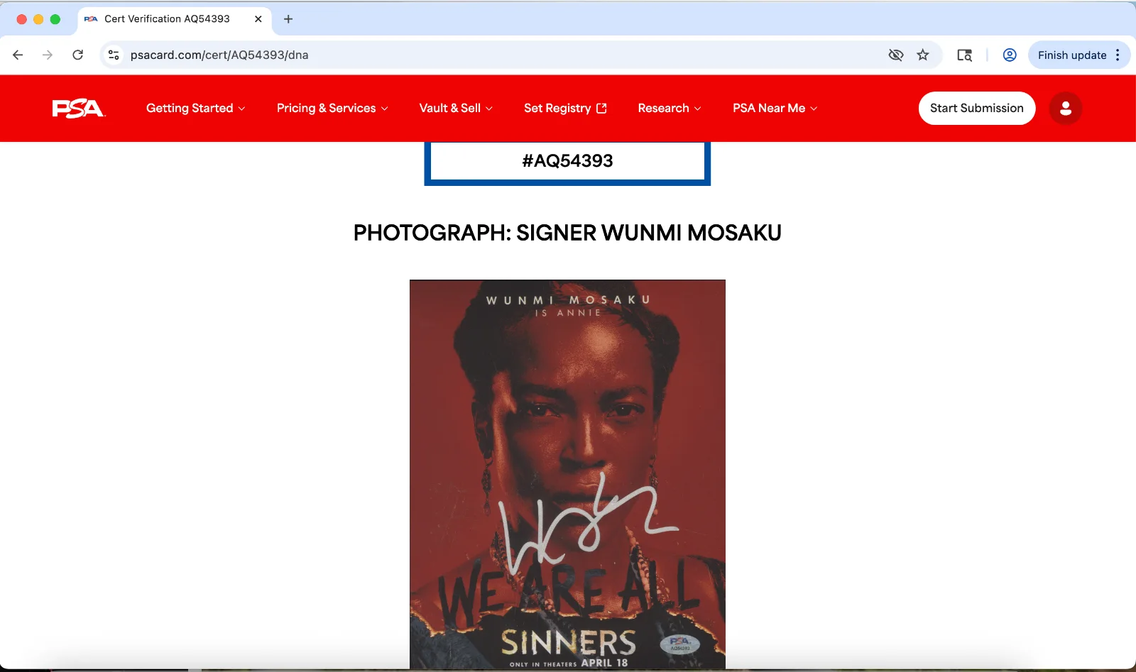 Wunmi Mosaku — Wunmi Mosaku signed 8x10 photo autograph PSA DNA Sinners poster image, изображение 3