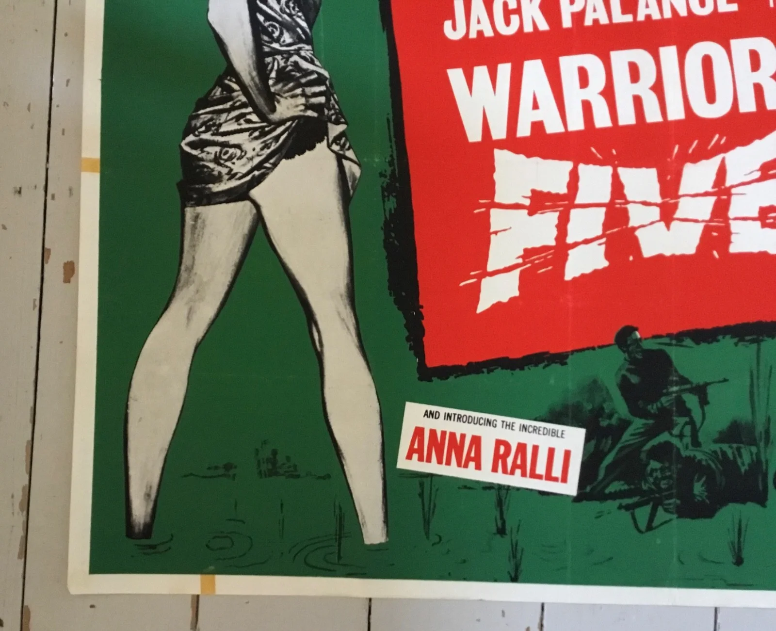 Warriors Five 1962 Original UK Quad Poster Jack Palance RARE, image 2