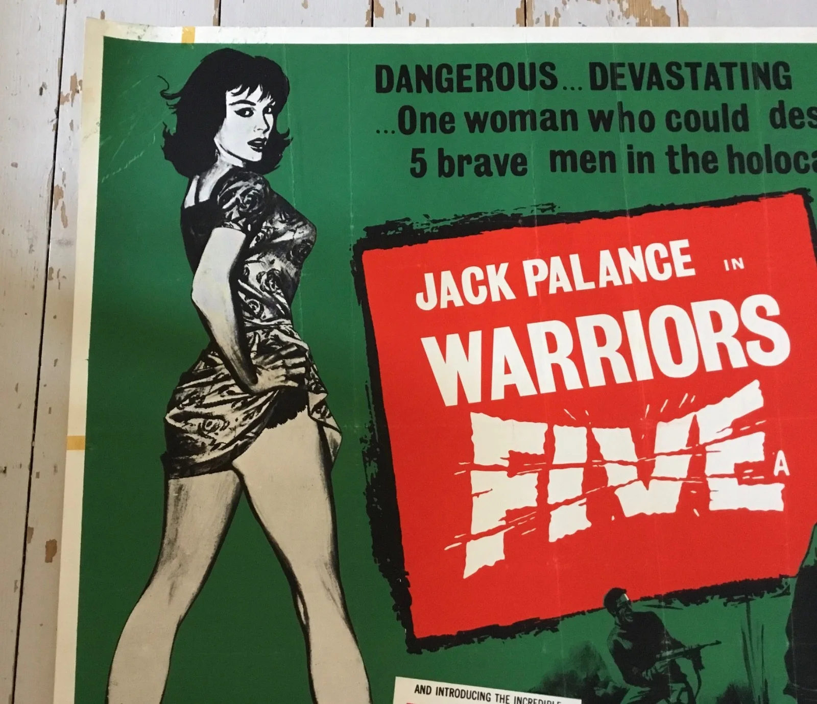 Warriors Five 1962 Original UK Quad Poster Jack Palance RARE, image 3