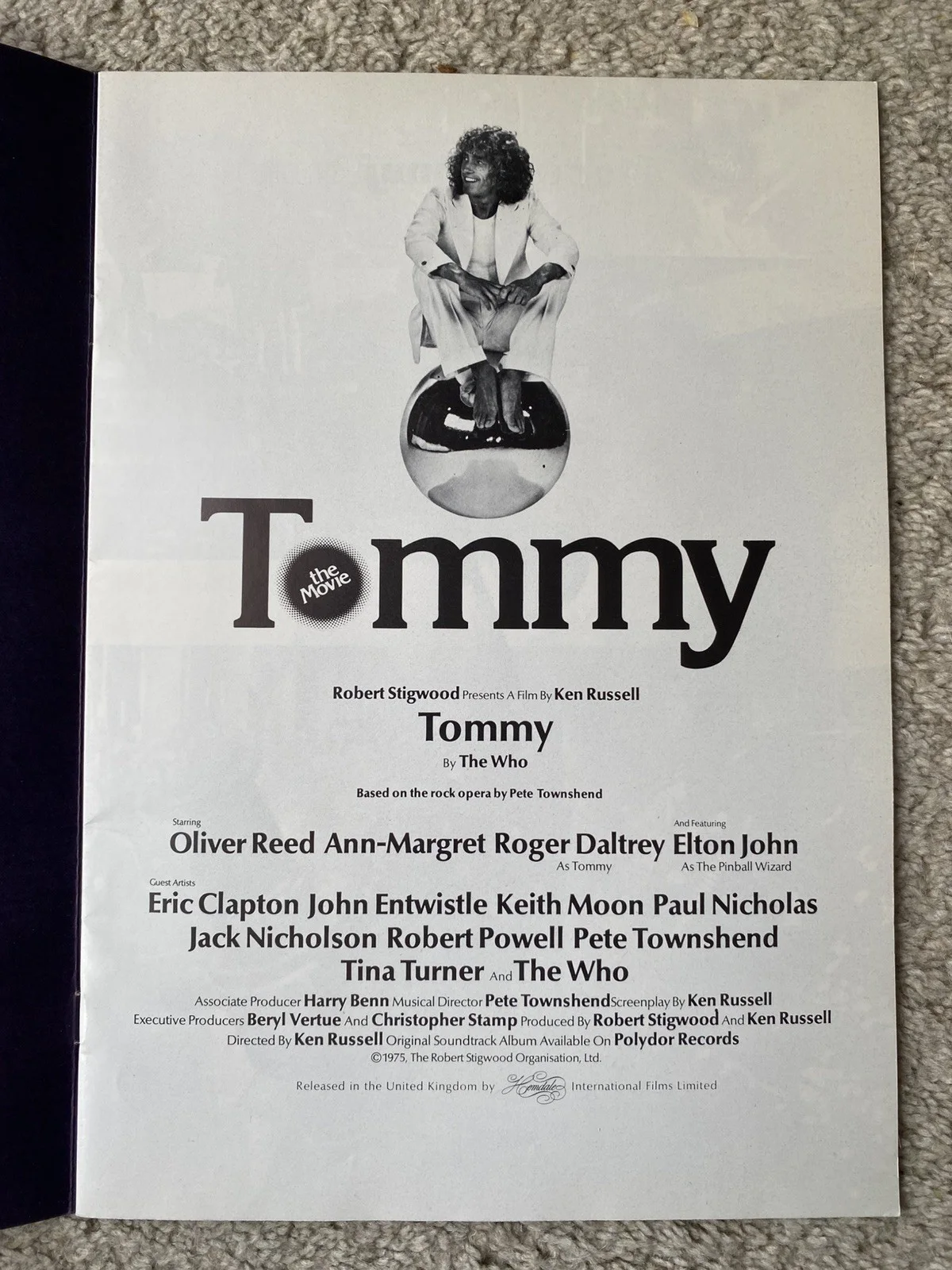 Tommy The Movie Official Souvenir Brochure 1975 Excellent condition, изображение 2